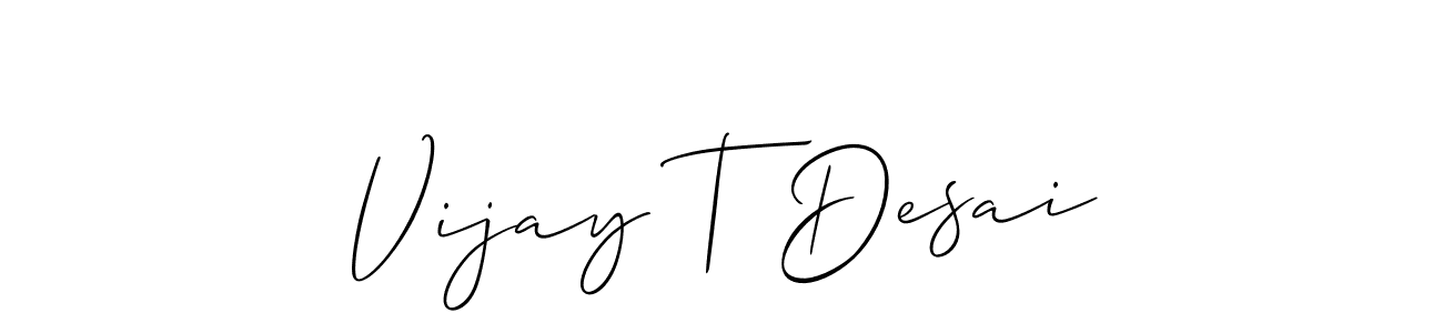 This is the best signature style for the Vijay T Desai name. Also you like these signature font (Allison_Script). Mix name signature. Vijay T Desai signature style 2 images and pictures png