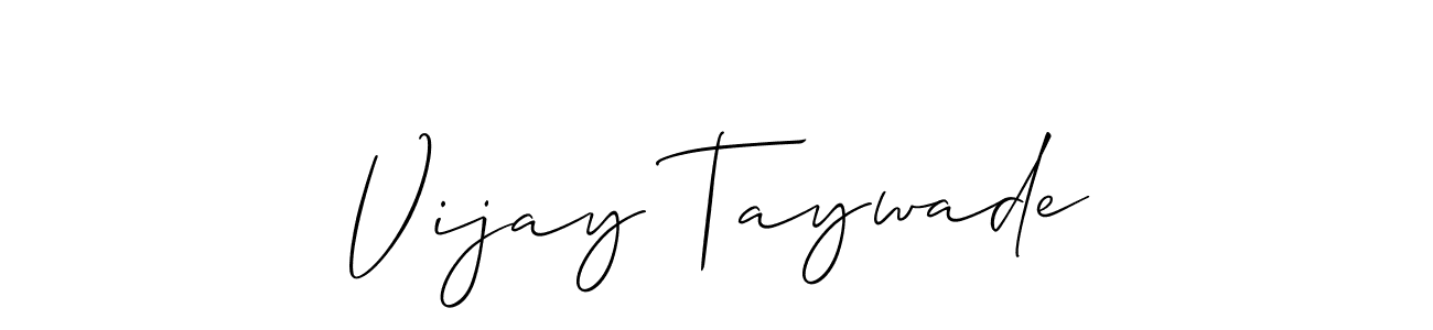How to make Vijay Taywade name signature. Use Allison_Script style for creating short signs online. This is the latest handwritten sign. Vijay Taywade signature style 2 images and pictures png