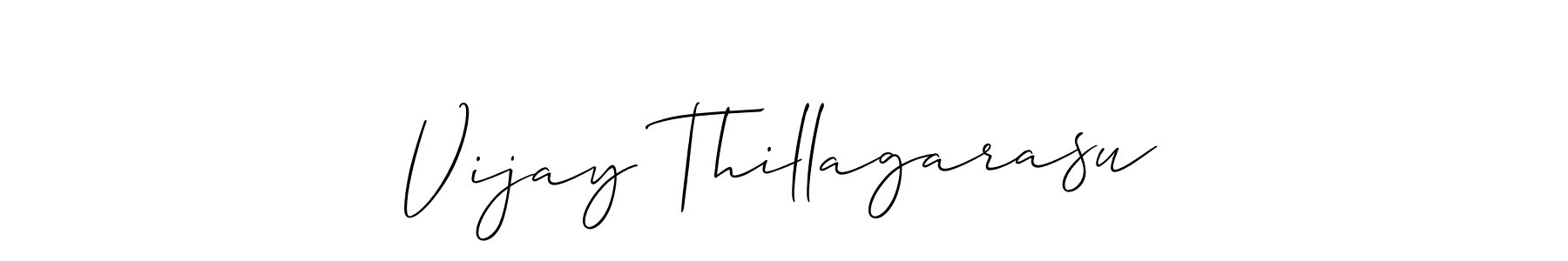 Allison_Script is a professional signature style that is perfect for those who want to add a touch of class to their signature. It is also a great choice for those who want to make their signature more unique. Get Vijay Thillagarasu name to fancy signature for free. Vijay Thillagarasu signature style 2 images and pictures png