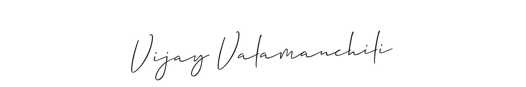 The best way (Allison_Script) to make a short signature is to pick only two or three words in your name. The name Vijay Valamanchili include a total of six letters. For converting this name. Vijay Valamanchili signature style 2 images and pictures png