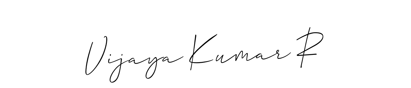 Also we have Vijaya Kumar R name is the best signature style. Create professional handwritten signature collection using Allison_Script autograph style. Vijaya Kumar R signature style 2 images and pictures png