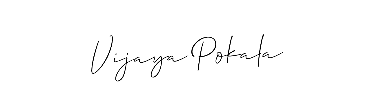 Also You can easily find your signature by using the search form. We will create Vijaya Pokala name handwritten signature images for you free of cost using Allison_Script sign style. Vijaya Pokala signature style 2 images and pictures png