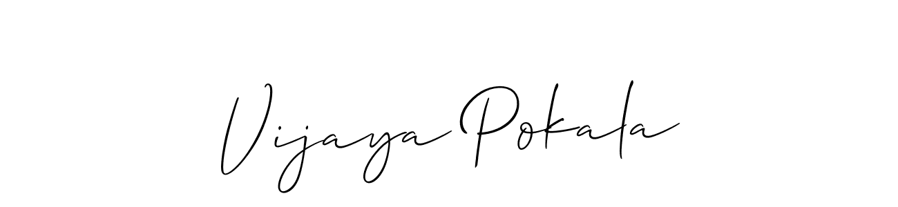 Also You can easily find your signature by using the search form. We will create Vijaya Pokala name handwritten signature images for you free of cost using Allison_Script sign style. Vijaya Pokala signature style 2 images and pictures png