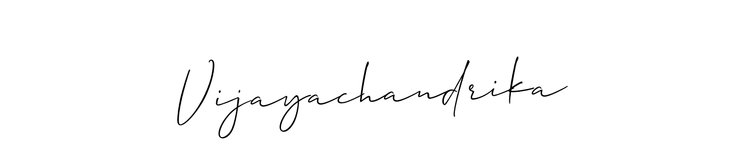 The best way (Allison_Script) to make a short signature is to pick only two or three words in your name. The name Vijayachandrika include a total of six letters. For converting this name. Vijayachandrika signature style 2 images and pictures png