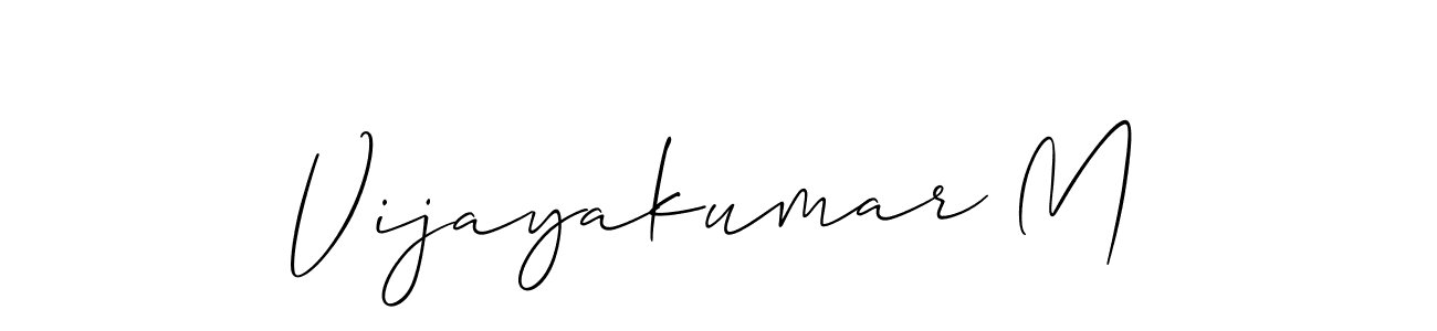 Also we have Vijayakumar M name is the best signature style. Create professional handwritten signature collection using Allison_Script autograph style. Vijayakumar M signature style 2 images and pictures png