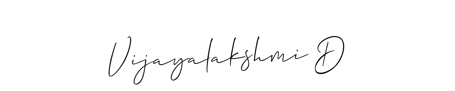 Design your own signature with our free online signature maker. With this signature software, you can create a handwritten (Allison_Script) signature for name Vijayalakshmi D. Vijayalakshmi D signature style 2 images and pictures png