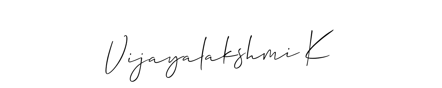 How to Draw Vijayalakshmi K signature style? Allison_Script is a latest design signature styles for name Vijayalakshmi K. Vijayalakshmi K signature style 2 images and pictures png