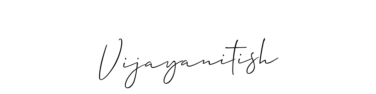 Make a beautiful signature design for name Vijayanitish. With this signature (Allison_Script) style, you can create a handwritten signature for free. Vijayanitish signature style 2 images and pictures png