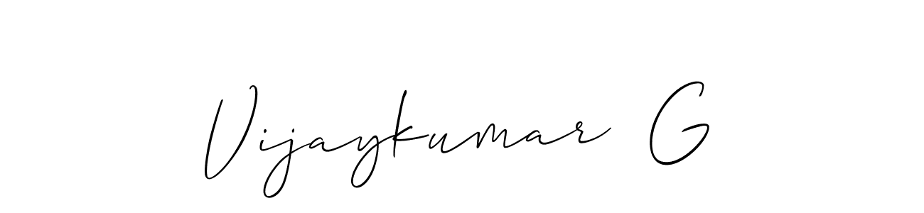 The best way (Allison_Script) to make a short signature is to pick only two or three words in your name. The name Vijaykumar  G include a total of six letters. For converting this name. Vijaykumar  G signature style 2 images and pictures png