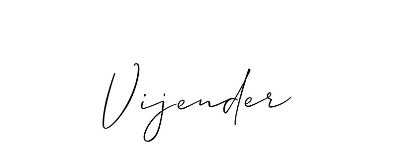 Create a beautiful signature design for name Vijender. With this signature (Allison_Script) fonts, you can make a handwritten signature for free. Vijender signature style 2 images and pictures png