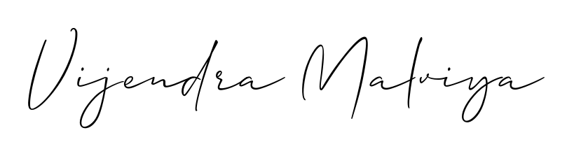 A dynamic signature style for Vijendra Malviya using Allison_Script script. Designed to look authentic, handwritten, and professional. Vijendra Malviya signature style 2 images and pictures png