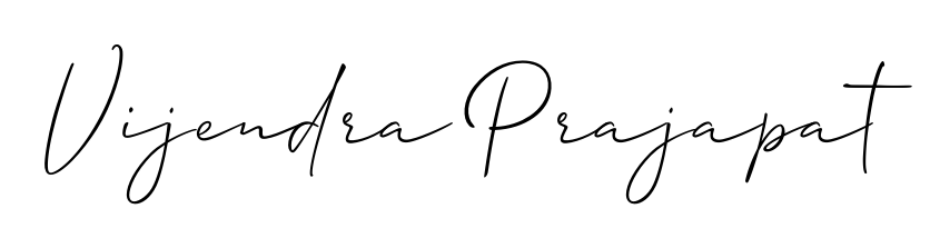 The Allison_Script typeface gives name Vijendra Prajapat a refined look. Suitable for certificates, diplomas, and official verification. Vijendra Prajapat signature style 2 images and pictures png