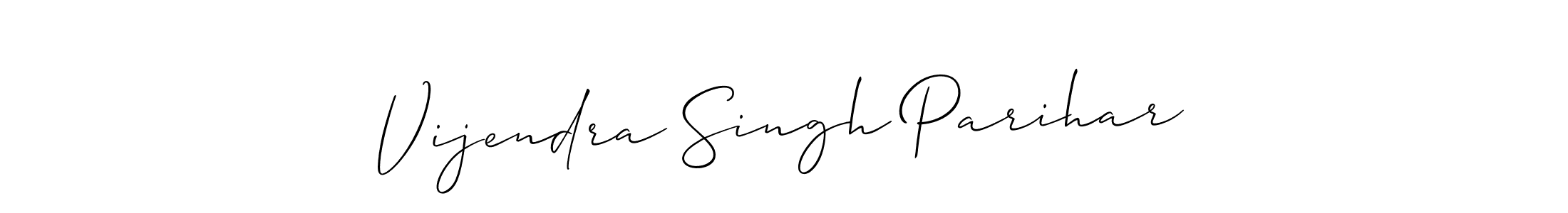 The best way (Allison_Script) to make a short signature is to pick only two or three words in your name. The name Vijendra Singh Parihar include a total of six letters. For converting this name. Vijendra Singh Parihar signature style 2 images and pictures png