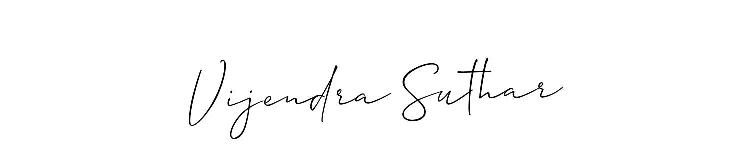 How to make Vijendra Suthar name signature. Use Allison_Script style for creating short signs online. This is the latest handwritten sign. Vijendra Suthar signature style 2 images and pictures png