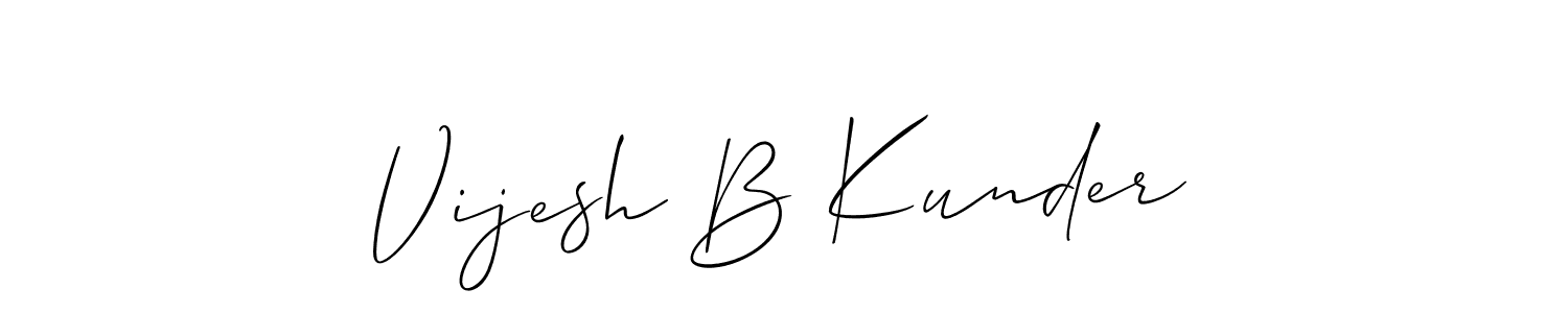 Use a signature maker to create a handwritten signature online. With this signature software, you can design (Allison_Script) your own signature for name Vijesh B Kunder. Vijesh B Kunder signature style 2 images and pictures png