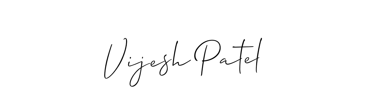 Make a beautiful signature design for name Vijesh Patel. With this signature (Allison_Script) style, you can create a handwritten signature for free. Vijesh Patel signature style 2 images and pictures png