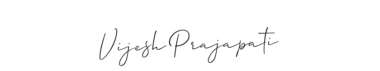Also we have Vijesh Prajapati name is the best signature style. Create professional handwritten signature collection using Allison_Script autograph style. Vijesh Prajapati signature style 2 images and pictures png