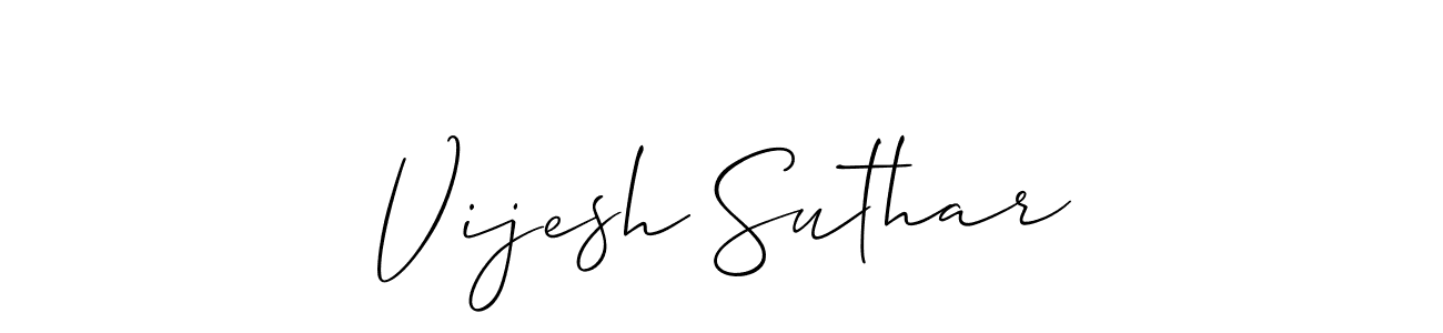 Make a short Vijesh Suthar signature style. Manage your documents anywhere anytime using Allison_Script. Create and add eSignatures, submit forms, share and send files easily. Vijesh Suthar signature style 2 images and pictures png