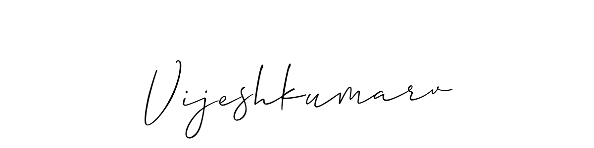 Allison_Script is a professional signature style that is perfect for those who want to add a touch of class to their signature. It is also a great choice for those who want to make their signature more unique. Get Vijeshkumarv name to fancy signature for free. Vijeshkumarv signature style 2 images and pictures png