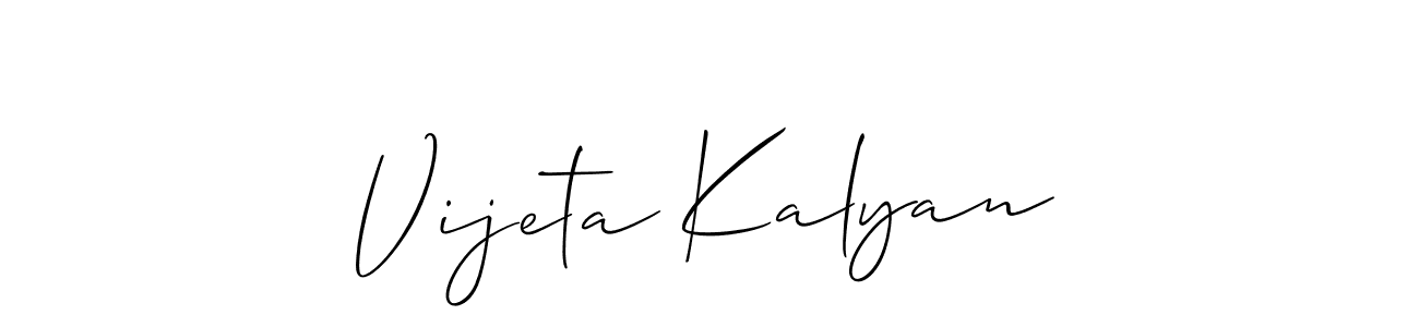 Also You can easily find your signature by using the search form. We will create Vijeta Kalyan name handwritten signature images for you free of cost using Allison_Script sign style. Vijeta Kalyan signature style 2 images and pictures png