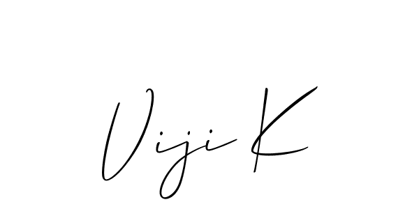 You should practise on your own different ways (Allison_Script) to write your name (Viji K) in signature. don't let someone else do it for you. Viji K signature style 2 images and pictures png