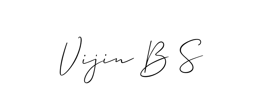 The best way (Allison_Script) to make a short signature is to pick only two or three words in your name. The name Vijin B S include a total of six letters. For converting this name. Vijin B S signature style 2 images and pictures png