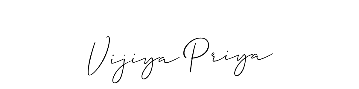Allison_Script is a professional signature style that is perfect for those who want to add a touch of class to their signature. It is also a great choice for those who want to make their signature more unique. Get Vijiya Priya name to fancy signature for free. Vijiya Priya signature style 2 images and pictures png