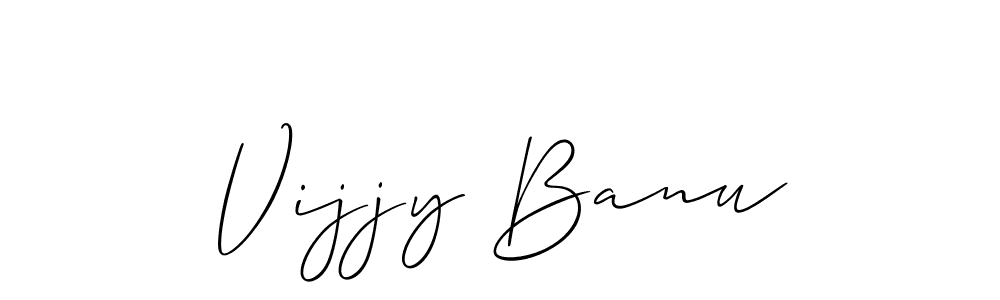 Allison_Script is a professional signature style that is perfect for those who want to add a touch of class to their signature. It is also a great choice for those who want to make their signature more unique. Get Vijjy Banu name to fancy signature for free. Vijjy Banu signature style 2 images and pictures png