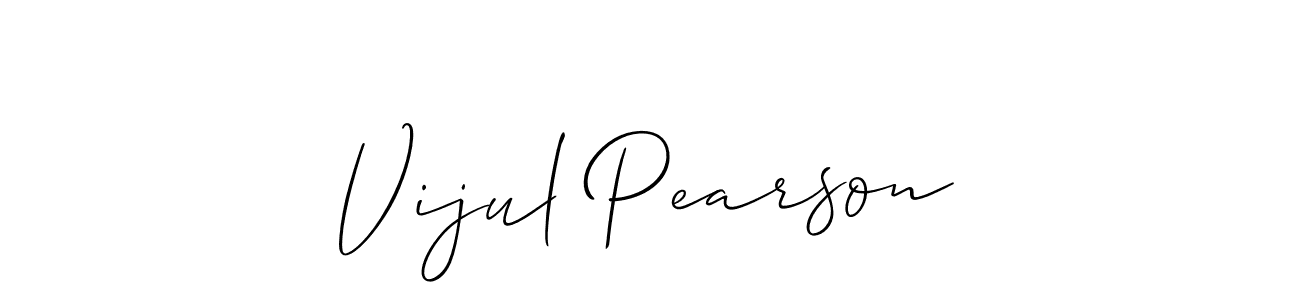The best way (Allison_Script) to make a short signature is to pick only two or three words in your name. The name Vijul Pearson include a total of six letters. For converting this name. Vijul Pearson signature style 2 images and pictures png