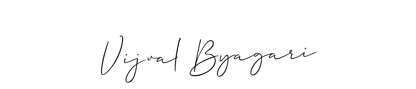 How to make Vijval Byagari name signature. Use Allison_Script style for creating short signs online. This is the latest handwritten sign. Vijval Byagari signature style 2 images and pictures png