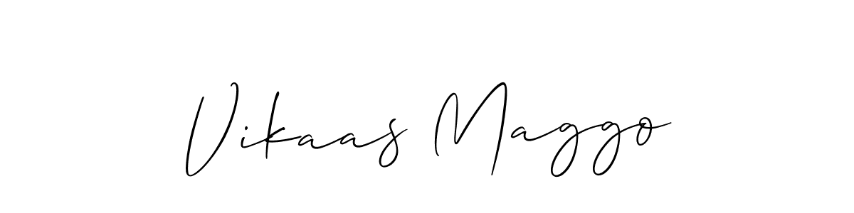 Make a beautiful signature design for name Vikaas Maggo. With this signature (Allison_Script) style, you can create a handwritten signature for free. Vikaas Maggo signature style 2 images and pictures png
