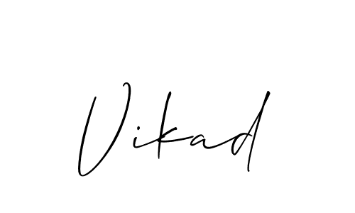 It looks lik you need a new signature style for name Vikad. Design unique handwritten (Allison_Script) signature with our free signature maker in just a few clicks. Vikad signature style 2 images and pictures png