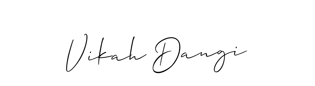 How to make Vikah Dangi name signature. Use Allison_Script style for creating short signs online. This is the latest handwritten sign. Vikah Dangi signature style 2 images and pictures png