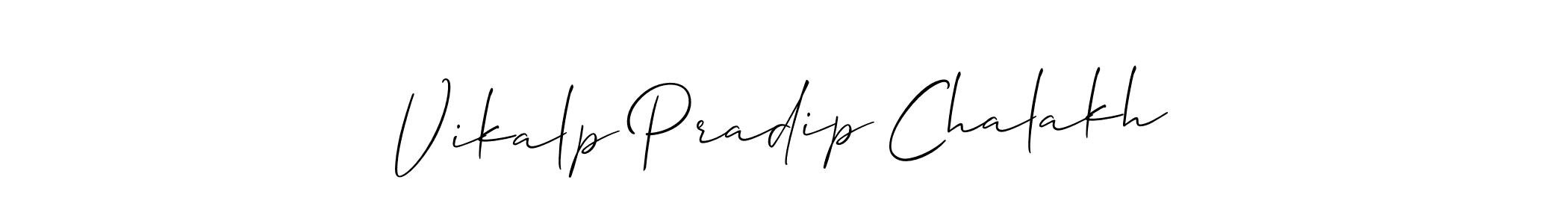 Also we have Vikalp Pradip Chalakh name is the best signature style. Create professional handwritten signature collection using Allison_Script autograph style. Vikalp Pradip Chalakh signature style 2 images and pictures png