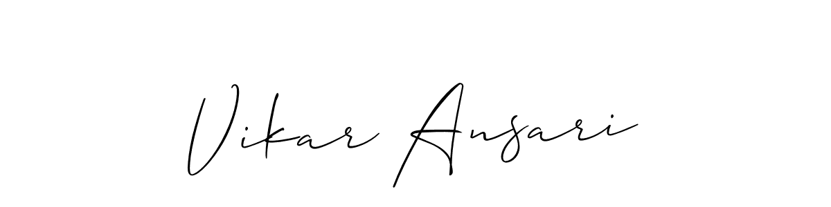 Make a beautiful signature design for name Vikar Ansari. With this signature (Allison_Script) style, you can create a handwritten signature for free. Vikar Ansari signature style 2 images and pictures png