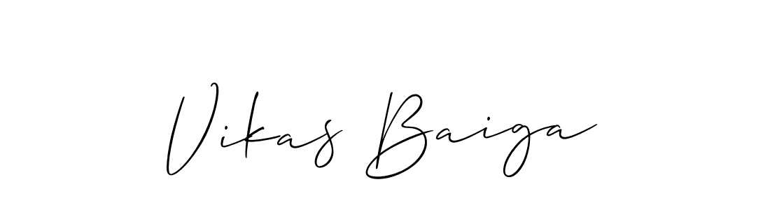 Make a beautiful signature design for name Vikas Baiga. With this signature (Allison_Script) style, you can create a handwritten signature for free. Vikas Baiga signature style 2 images and pictures png