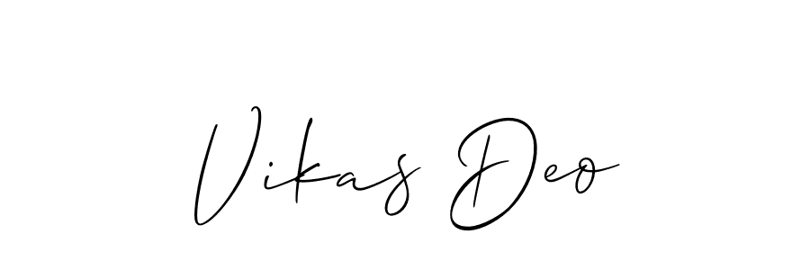 Make a beautiful signature design for name Vikas Deo. With this signature (Allison_Script) style, you can create a handwritten signature for free. Vikas Deo signature style 2 images and pictures png