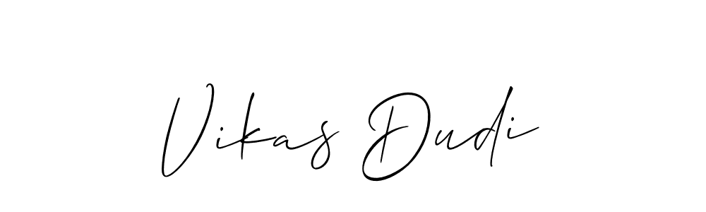 Create a beautiful signature design for name Vikas Dudi. With this signature (Allison_Script) fonts, you can make a handwritten signature for free. Vikas Dudi signature style 2 images and pictures png