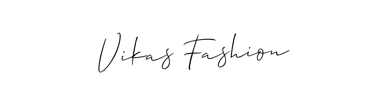 Make a beautiful signature design for name Vikas Fashion. With this signature (Allison_Script) style, you can create a handwritten signature for free. Vikas Fashion signature style 2 images and pictures png