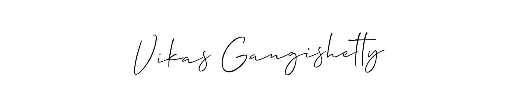 Allison_Script is a professional signature style that is perfect for those who want to add a touch of class to their signature. It is also a great choice for those who want to make their signature more unique. Get Vikas Gangishetty name to fancy signature for free. Vikas Gangishetty signature style 2 images and pictures png