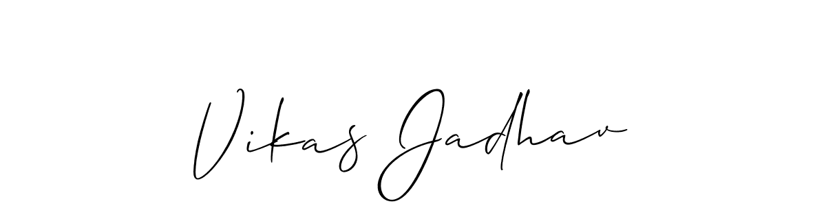 Allison_Script is a professional signature style that is perfect for those who want to add a touch of class to their signature. It is also a great choice for those who want to make their signature more unique. Get Vikas Jadhav name to fancy signature for free. Vikas Jadhav signature style 2 images and pictures png