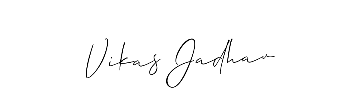 Allison_Script is a professional signature style that is perfect for those who want to add a touch of class to their signature. It is also a great choice for those who want to make their signature more unique. Get Vikas Jadhav name to fancy signature for free. Vikas Jadhav signature style 2 images and pictures png