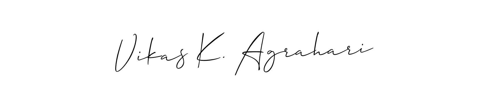 Create a beautiful signature design for name Vikas K. Agrahari. With this signature (Allison_Script) fonts, you can make a handwritten signature for free. Vikas K. Agrahari signature style 2 images and pictures png
