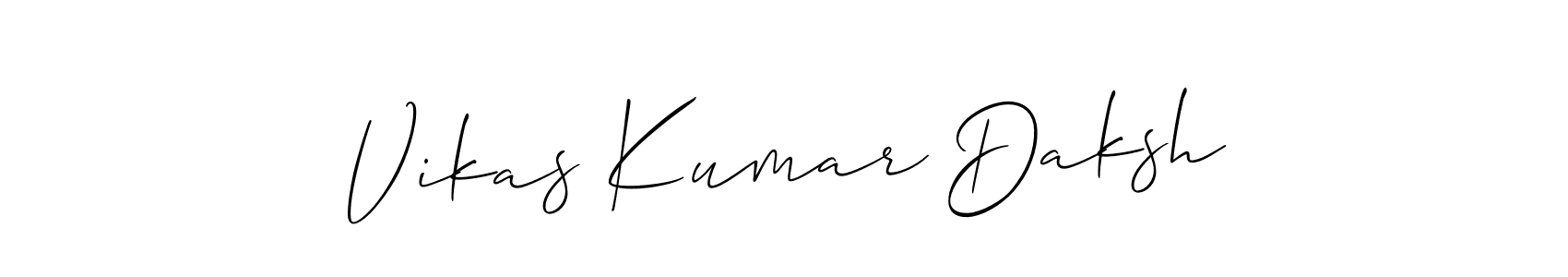 Also You can easily find your signature by using the search form. We will create Vikas Kumar Daksh name handwritten signature images for you free of cost using Allison_Script sign style. Vikas Kumar Daksh signature style 2 images and pictures png