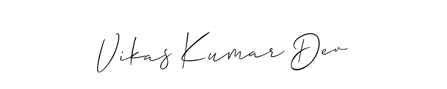 Make a beautiful signature design for name Vikas Kumar Dev. With this signature (Allison_Script) style, you can create a handwritten signature for free. Vikas Kumar Dev signature style 2 images and pictures png