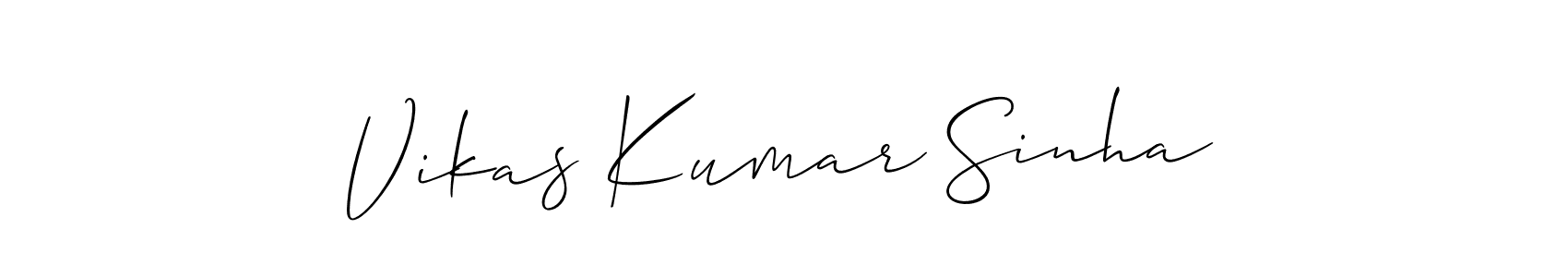 Allison_Script is a professional signature style that is perfect for those who want to add a touch of class to their signature. It is also a great choice for those who want to make their signature more unique. Get Vikas Kumar Sinha name to fancy signature for free. Vikas Kumar Sinha signature style 2 images and pictures png