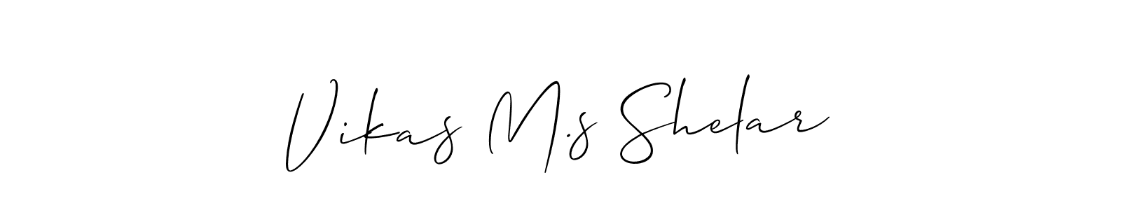 Create a beautiful signature design for name Vikas M.s Shelar. With this signature (Allison_Script) fonts, you can make a handwritten signature for free. Vikas M.s Shelar signature style 2 images and pictures png