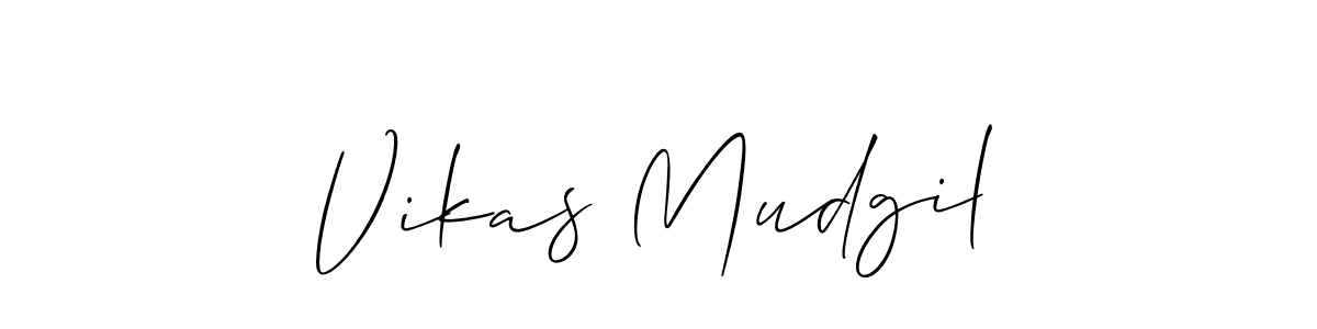 Use a signature maker to create a handwritten signature online. With this signature software, you can design (Allison_Script) your own signature for name Vikas Mudgil. Vikas Mudgil signature style 2 images and pictures png