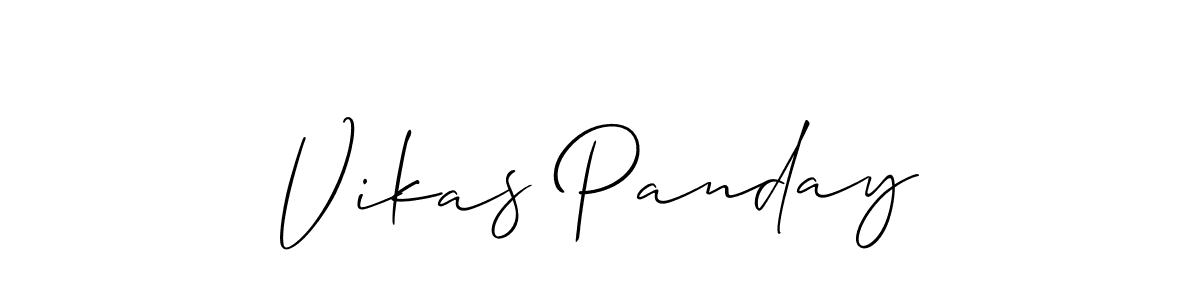 The best way (Allison_Script) to make a short signature is to pick only two or three words in your name. The name Vikas Panday include a total of six letters. For converting this name. Vikas Panday signature style 2 images and pictures png