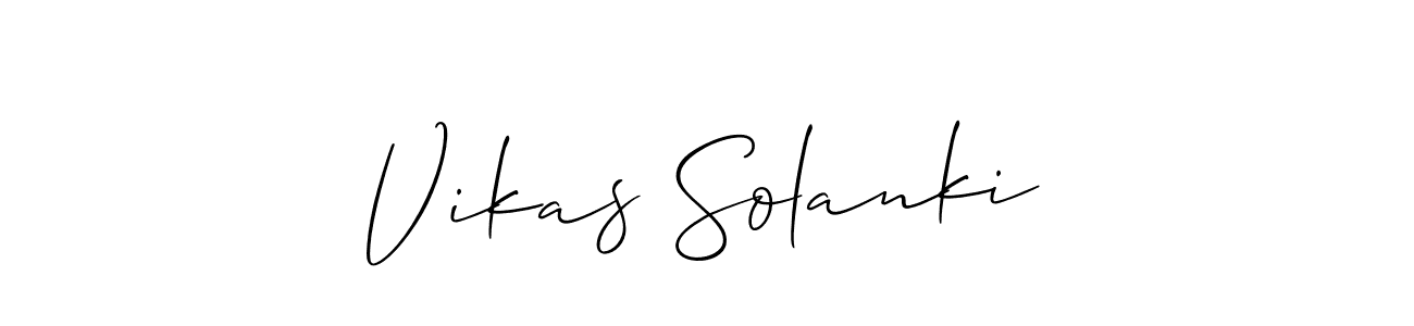 Make a beautiful signature design for name Vikas Solanki. With this signature (Allison_Script) style, you can create a handwritten signature for free. Vikas Solanki signature style 2 images and pictures png